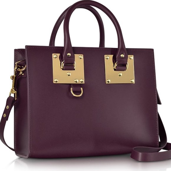 Sophie Hulme Albion Aubergine Saddle Leather Medium Tote Bag - Picture 1 of 16